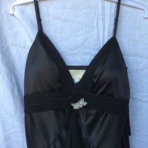 Black satin and chiffon black dress